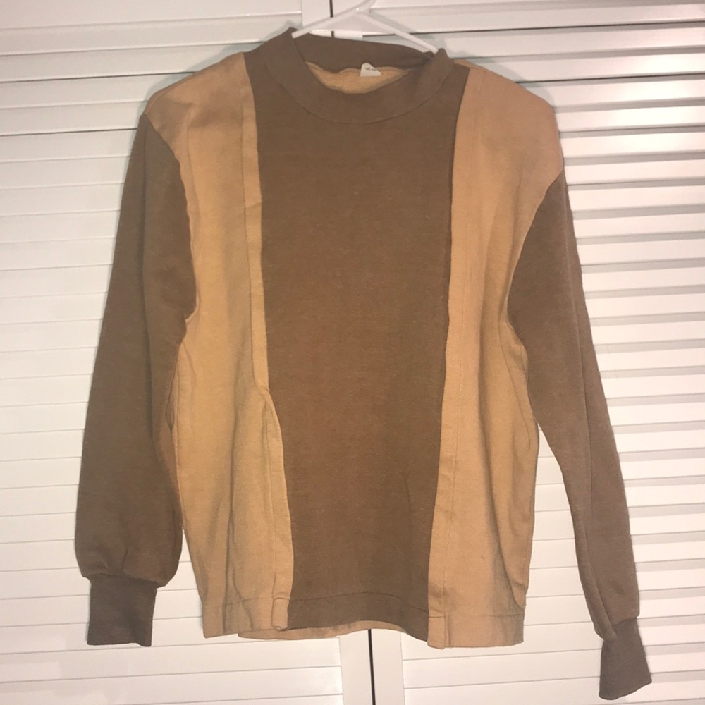 VINTAGE 70s Brown Sweatshirt/Long-sleeve Top